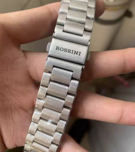 包邮罗西尼机械表钢带折叠扣三珠实心通用表带...