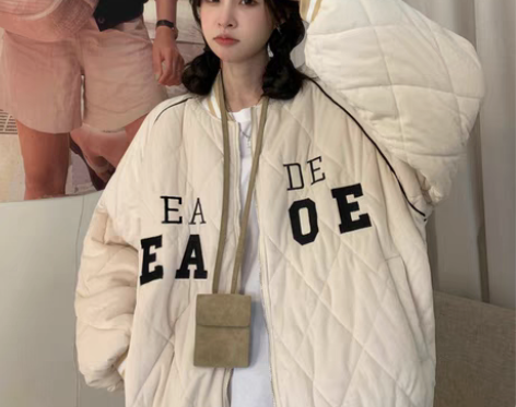 转卖菱格棒球棉服女ins潮秋冬新款加厚韩版...