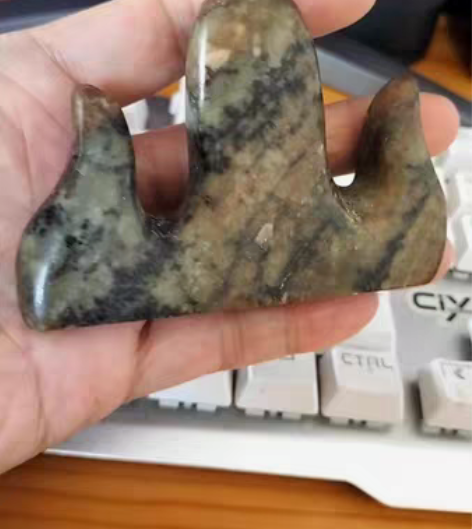 包邮岫玉河磨玉笔架山镇纸书房纸压毛笔架天然...