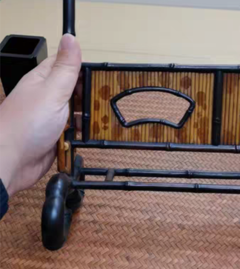 包邮小叶紫檀嵌湘妃竹毛笔架（也可用于挂珠串...