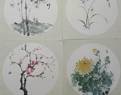 转卖纯手绘优质加厚宣卡国画小品 梅兰竹菊题...