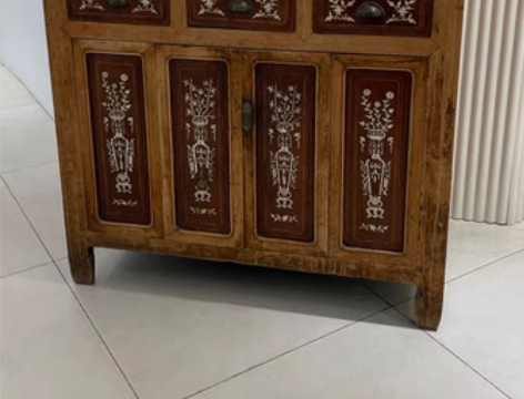 出民国时期老宁波嵌谷花卉餐边柜一只！无修！...