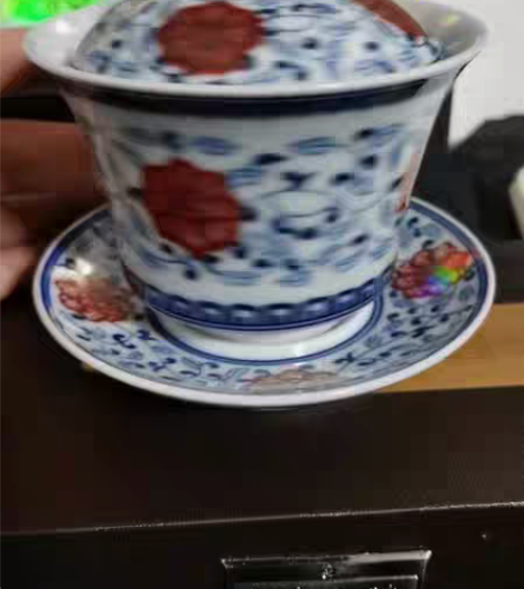 包邮景德镇全手工手绘青花瓷，缠枝釉里红马蹄...