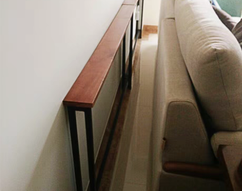 转卖客厅沙发后置物架靠墙落地实木床头收纳书...