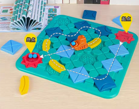 转卖筑路迷宫桌游轨道走回力小车闯关游戏类儿...