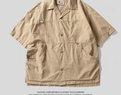 转卖男日系衬衫薄款七分短袖工装潮流外套夏季...