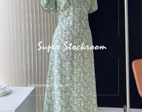 转卖2021夏季法式复古INS风收腰显瘦v...