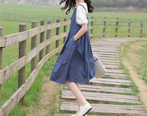 转卖初中学生连衣裙套装女2021夏装高中生...