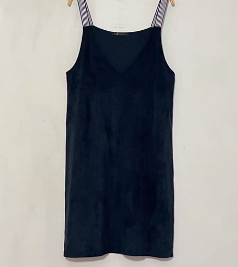 包邮全新外贸背带裙 品牌拉贝女鸡皮绒吊带裙...