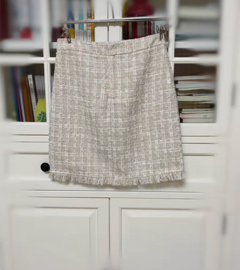 包邮MM麦檬米白色小香风半裙短裙包臀裙 专...