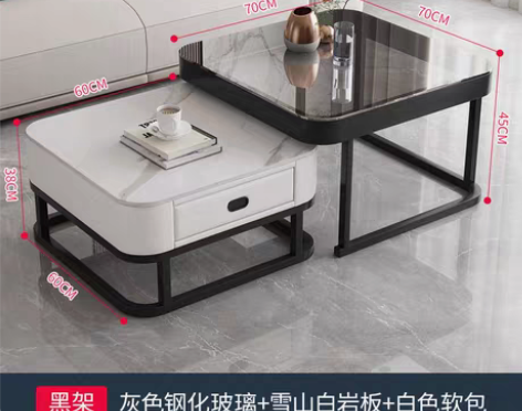 转卖网红岩板茶几桌客厅家用北欧轻奢现代方形...