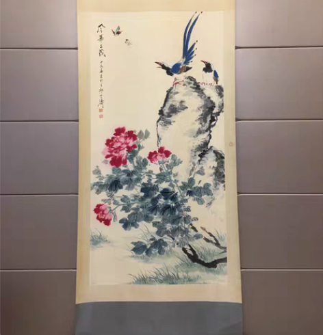 包邮王雪涛 风华正茂 中堂立轴挂画 纯手...