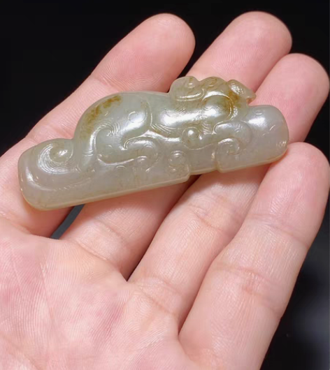 包邮汉 熟坑 和田玉籽料 龙纹 扁勒 玉勒...