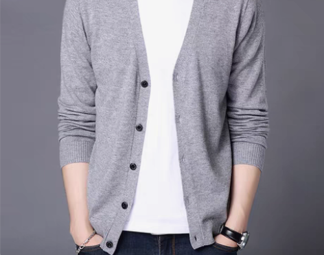 转卖花花公子100%羊毛衫男薄款青年开衫打...