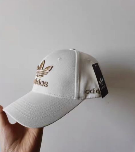 包邮阿迪达斯白色金标帽子，均码，可调节大小...
