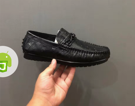 包邮头层牛皮透气男士时尚潮流百搭黑色休闲套...