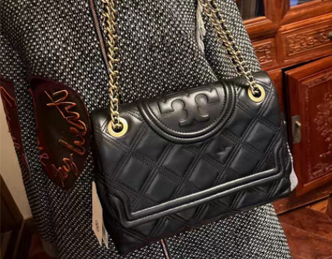 包邮Tory Burch 小羊皮 菱格链条...