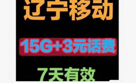 闲置辽宁移动流量 15GB+3元话废 7天...