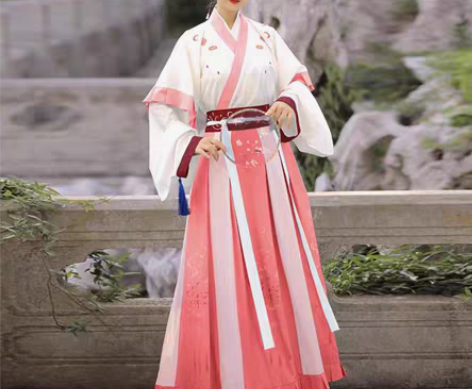 包邮春知意粉色三件套汉服s码，交颈齐腰半臂...