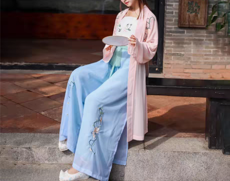 转卖原创汉服女学生日常长褙子改良宋裤三件套...