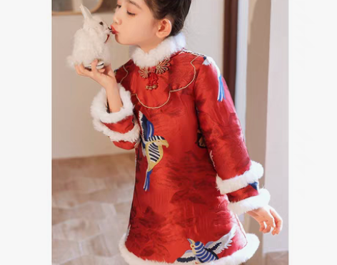 转卖女童汉服冬装小女孩新年装中国风儿童古风...