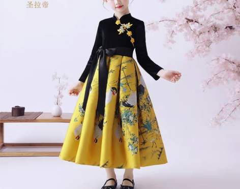 转卖女童旗袍冬中国风拜年服宝宝女加厚儿童唐...