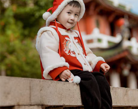 转卖冬装男童唐装套装古风汉服中国风加厚宝宝...