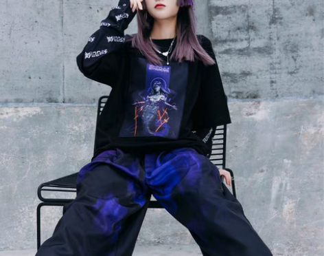 转卖徐娇织羽集假两件国潮宽松长袖体恤男女同...