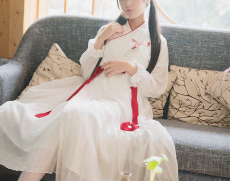 转卖徐娇织羽集日常汉元素服饰阑烛长袖连衣裙...