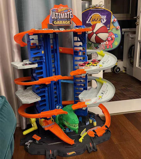 风火轮终极汽车广场城市多层立体恐龙停车场大...