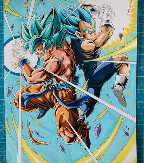 包邮龙珠超布罗利剧场版手绘挂画 卡卡罗特贝...