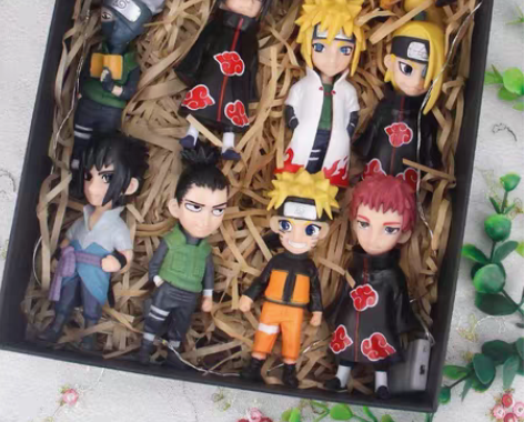 包邮火影忍者手办模型全套公仔Q版鸣人佐助卡...