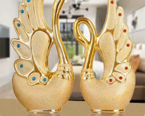 现代轻奢客厅电视柜酒柜装饰品天鹅摆件家居饰...