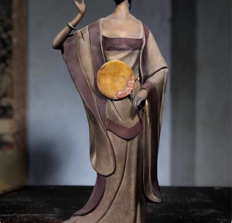 包邮古代丫环，石湾陶瓷造的，总体50公分高...