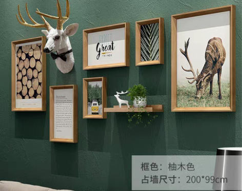 转卖北欧风格装饰画客厅沙发背景墙鹿头挂画组...
