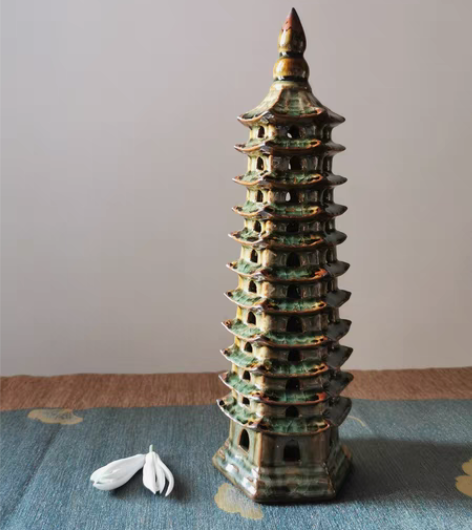 包邮龙泉窑|民间工艺大师孙佩珊柴烧文昌塔 ...