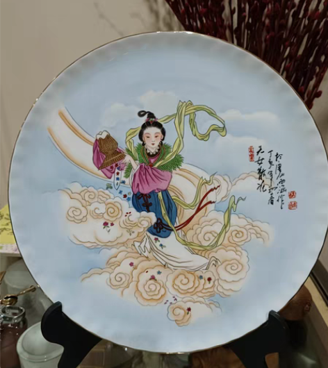 包邮唐山陶瓷杨雨涵老师绘画人物飞天1500...