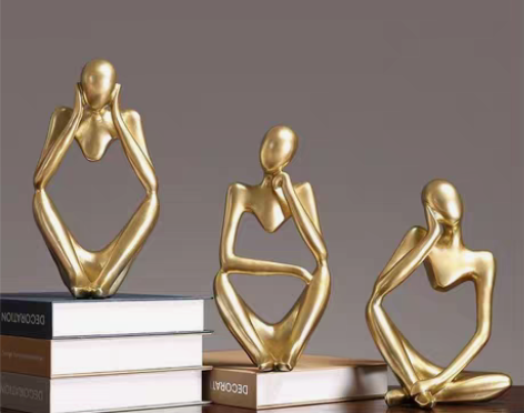 包邮【清仓处理】简约创意金色思考者小摆件现...