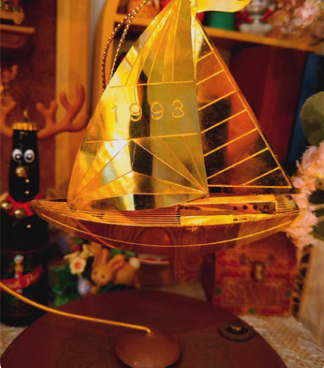 包邮1993贺曼 hallmark金色帆船...