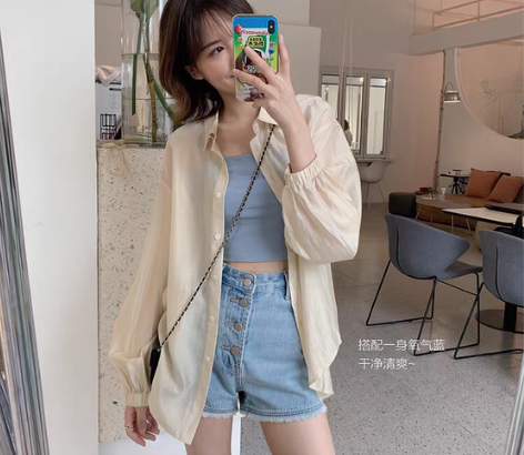 转卖酸奶的衣橱 防晒衬衫 香槟色  S码 ...