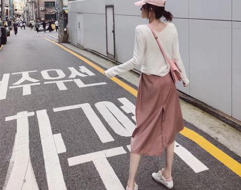 转卖Junslim 小清新粉色不规则半裙 ...