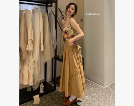 转卖鹿见喜绑带半身裙女2022春季新款显瘦...