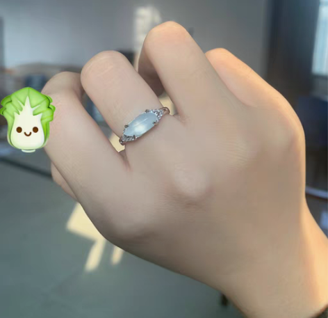 出银镶翡翠戒指项链戒圈指环保A保真 借je...