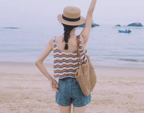 转卖梦的马复古条纹背心女夏季宽松短款上衣沙...