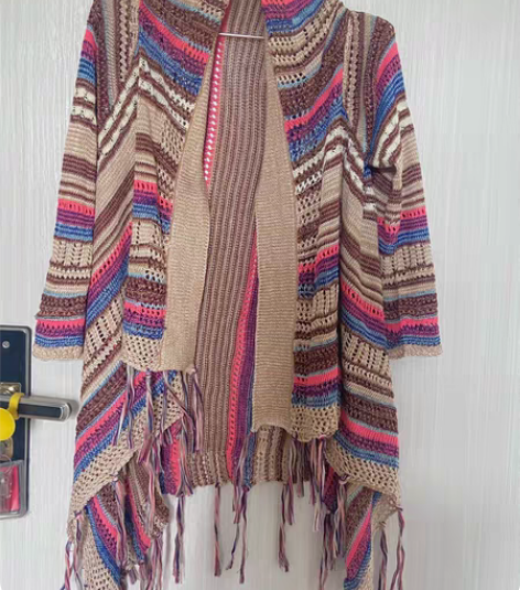 针织衫流苏外套披肩上衣女海边沙滩外套 还可...