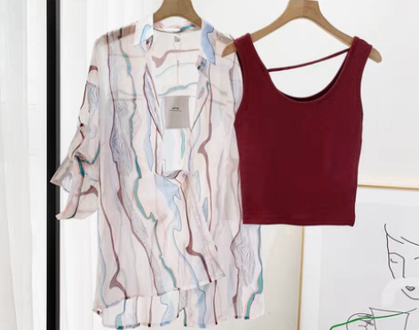 转卖天丝流沙设计感手绘衬衫女夏装薄款宽松七...