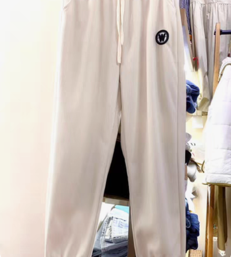 包邮孤品！春秋韩版复合简约松紧腰束脚休闲运...