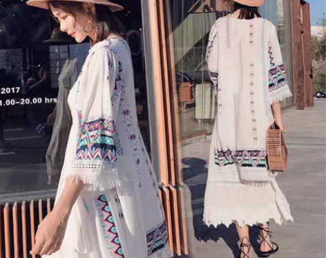 转卖2018度假沙滩防晒衣女夏装民族风刺绣...