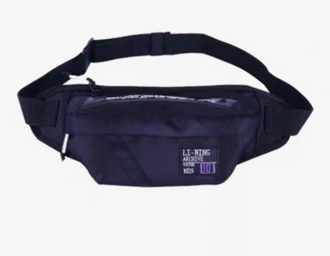 包邮李宁时尚潮流印花腰包斜挎包黑色,有购买...