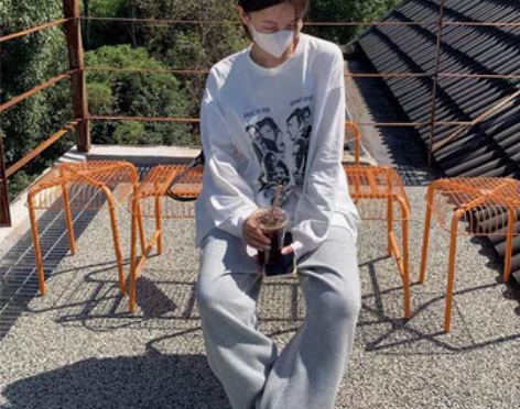 转卖LIL CHER高腰阔腿休闲运动裤女秋...